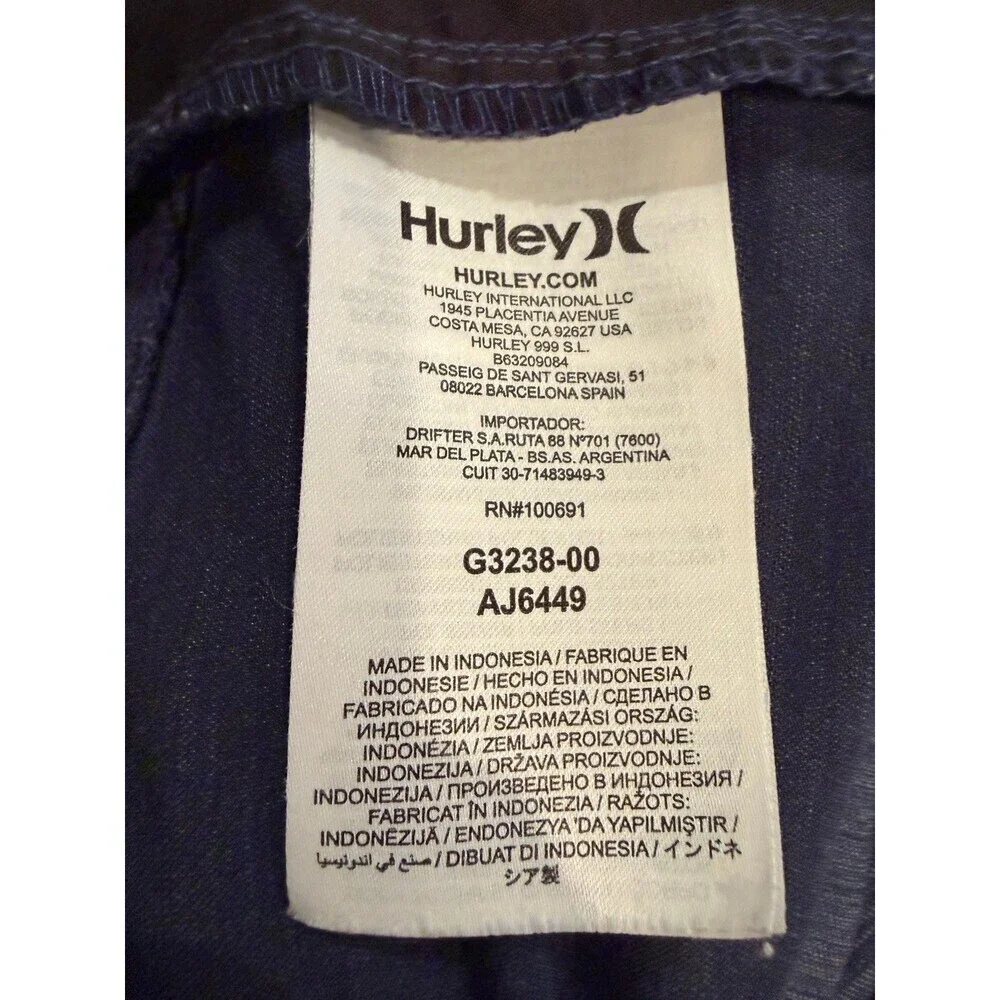 Hurley Shorts Men's 42x11 Navy Static Microfiber Quick Dry Comfort